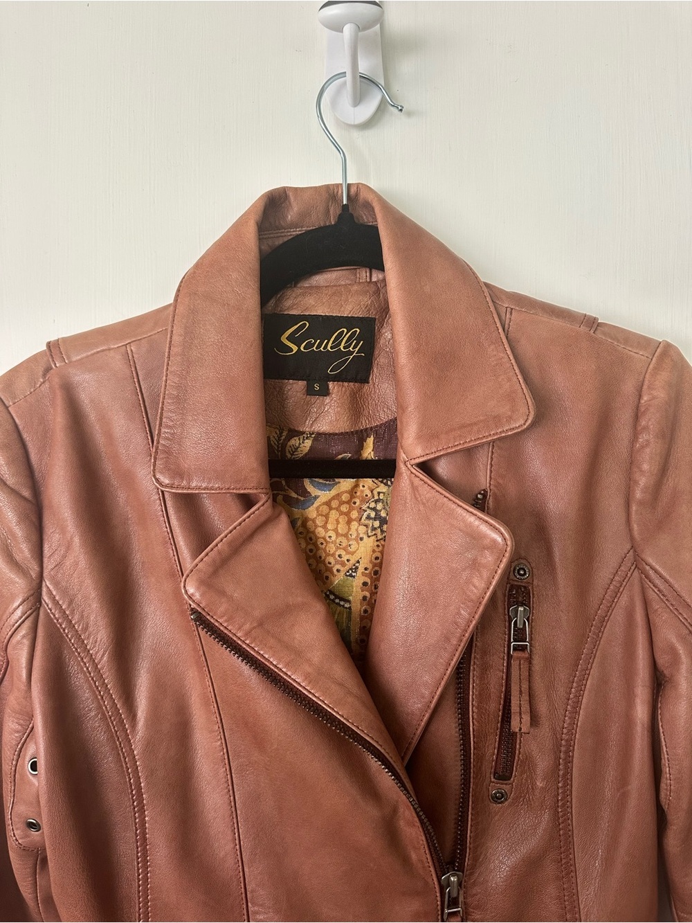 Scully Light Brown Long Leather Jacket Feminine Size S - Picture 3 of 9